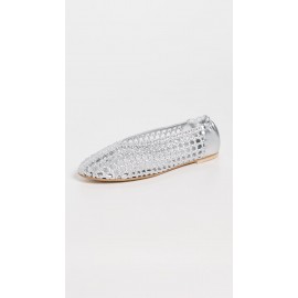 Women's Silver Woven Calf Flats